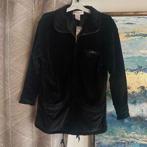 Jones New York sport black velvet jacket with zipper size small